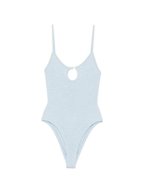 Hunza G Mia crinkle-effect cut-out swimsuit - Blue - zdjęcie produktu nr 1