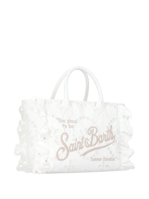 MC2 Saint Barth medium logo-embroidered ruffled tote bag - White
