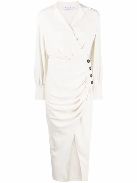 Self-Portrait wrap-style V-neck dress - Neutrals - zdjęcie produktu nr 1