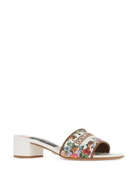 Dolce & Gabbana floral-pattern heeled sandals - White - zdjęcie produktu nr 2