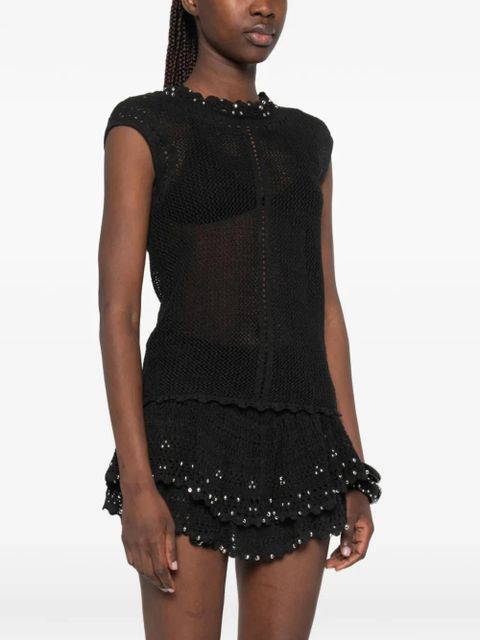 ISABEL MARANT scalloped openwork top - Black