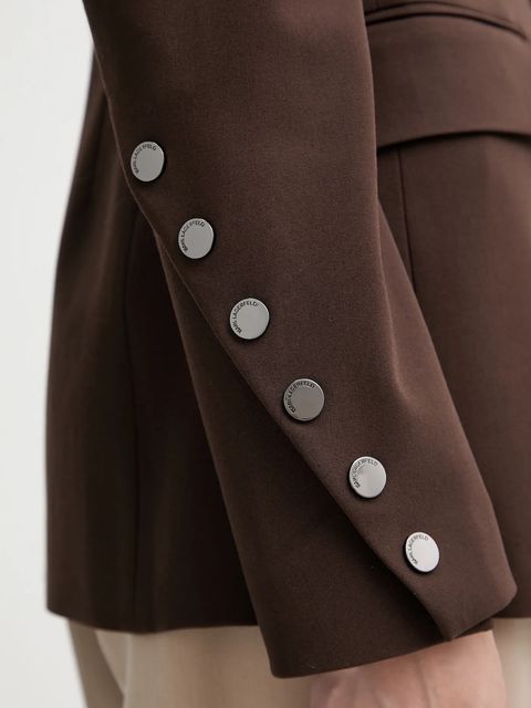 Karl Lagerfeld marynarka kolor brązowy jednorzędowa gładka B1W14011