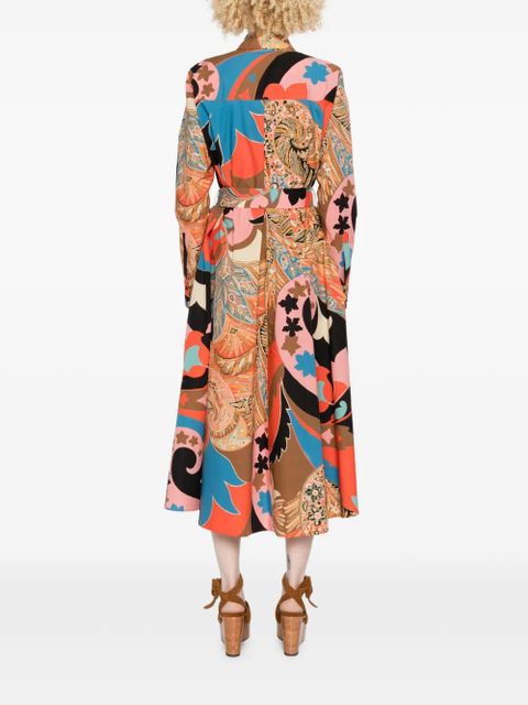 ETRO paisley-print belted shirt dress - Orange