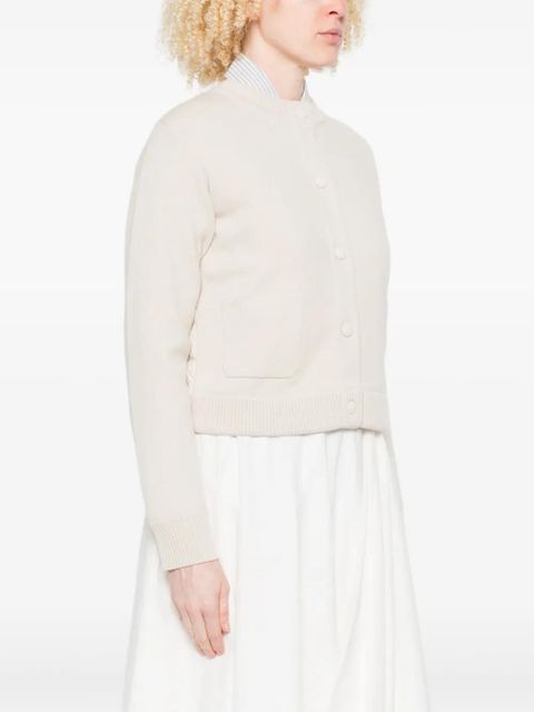 Moncler patch-logo button-fastening cardigan - Neutrals