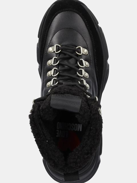 Love Moschino botki kolor czarny na płaskim obcasie JA15356G0NIAM00A - zdjęcie produktu nr 2