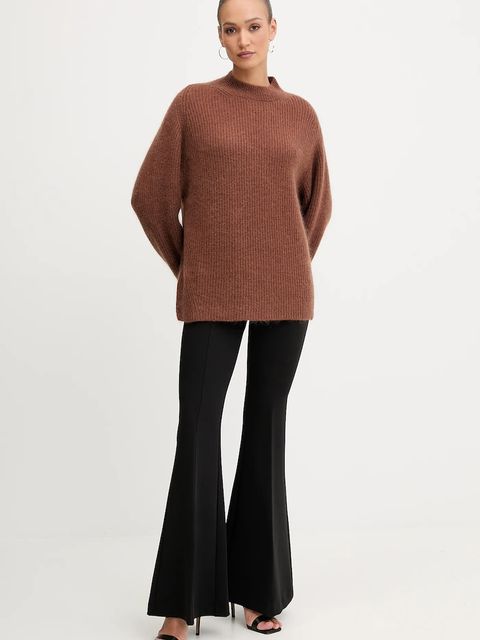 Pinko sweter z domieszką wełny damski kolor brązowy z półgolfem 105563 A2S5 - zdjęcie produktu nr 2