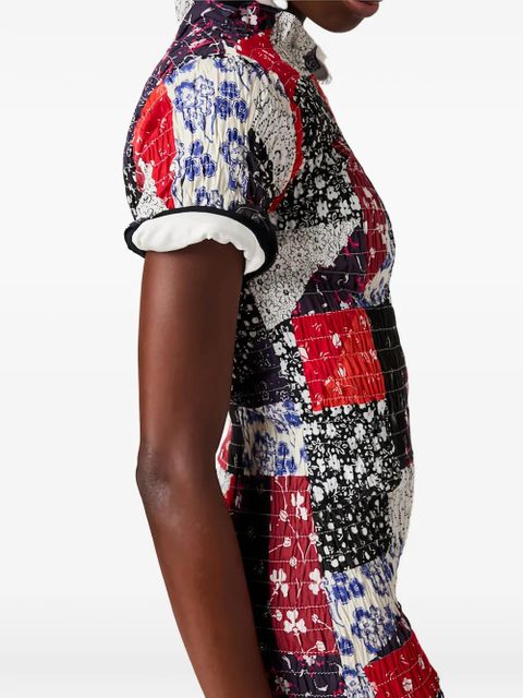 Miu Miu patchwork poplin mini-dress - Blue
