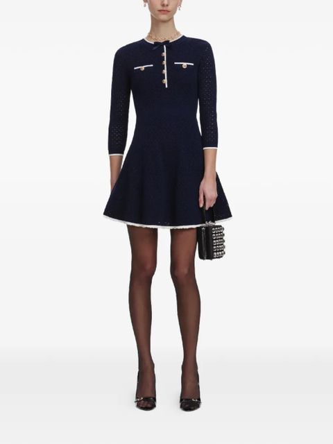 Self-Portrait bow button mini dress - Blue - zdjęcie produktu nr 1