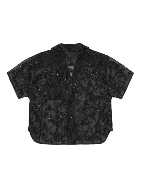 GANNI sequin-embellished short-sleeve shirt - Black - zdjęcie produktu nr 2
