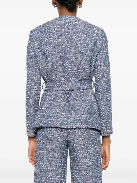 Maje button-front tweed jacket - Blue
