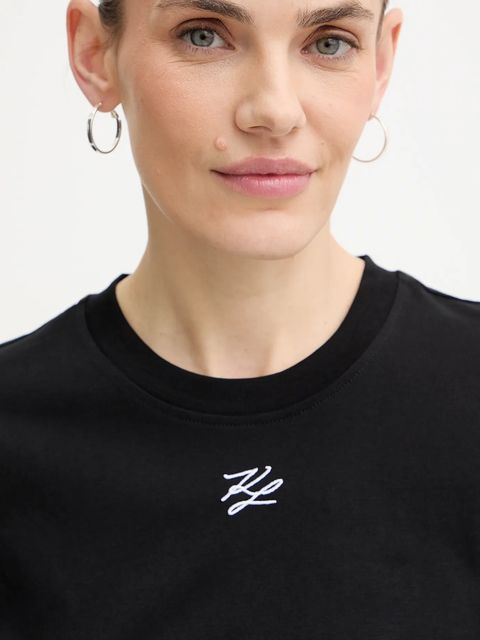 Karl Lagerfeld t-shirt bawełniany KL ESSENTIAL damski kolor czarny B1W17091