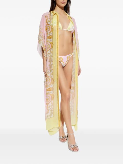 Versace tie-fastening printed bikini top - Yellow