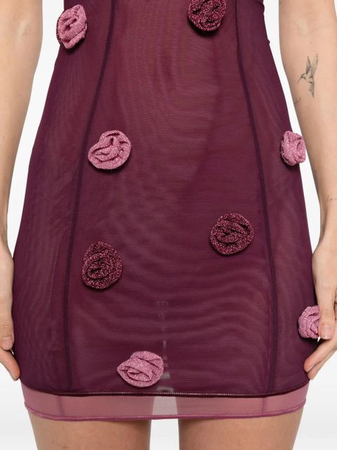 Oséree flower-appliqué mini dress - Purple