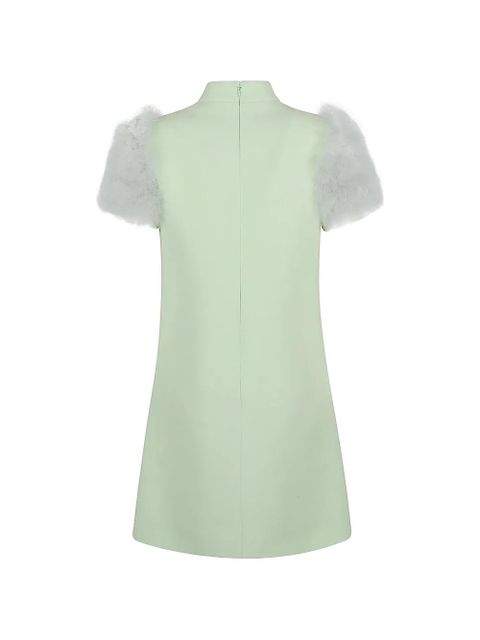 Valentino Garavani feathered-detail mini dress - Green - zdjęcie produktu nr 2