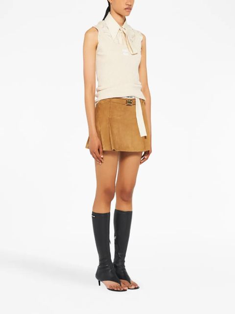 Miu Miu belted suede miniskirt - Brown