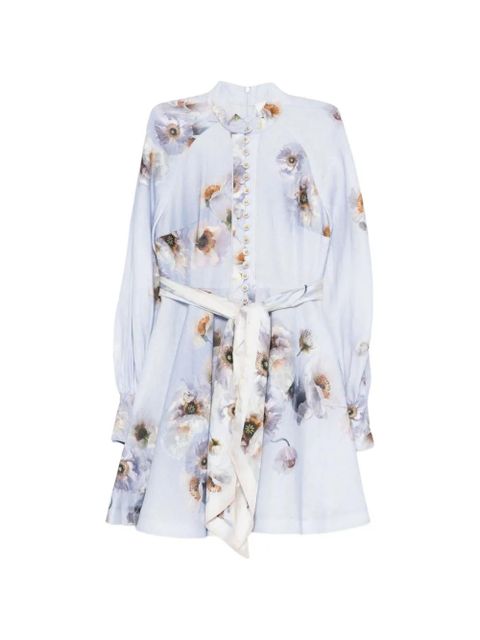 ZIMMERMANN floral-print button-fastening mini dress - Blue - zdjęcie produktu nr 1