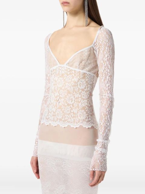 Blumarine laced long-sleeve maxi dress - White