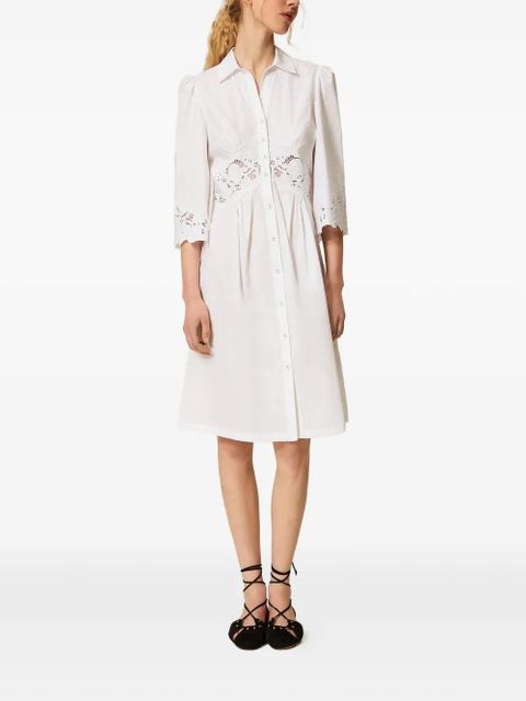 TWINSET lace-detail midi shirt dress - White - zdjęcie produktu nr 2