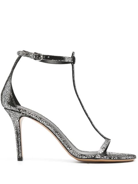 ISABEL MARANT crackled 95mm leather sandals - Silver - zdjęcie produktu nr 1