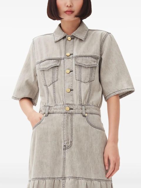 GANNI tiered denim maxi dress - Grey