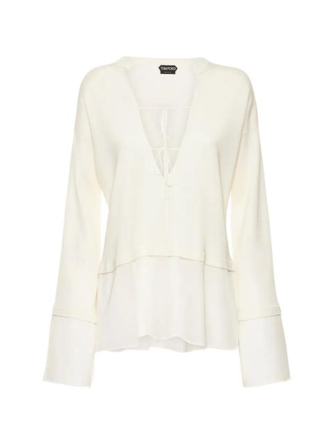 TOM FORD V-neck long-sleeves blouse - Neutrals