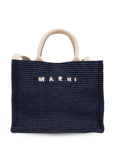 Marni logo-embroidered raffia tote bag - Blue - zdjęcie produktu nr 1