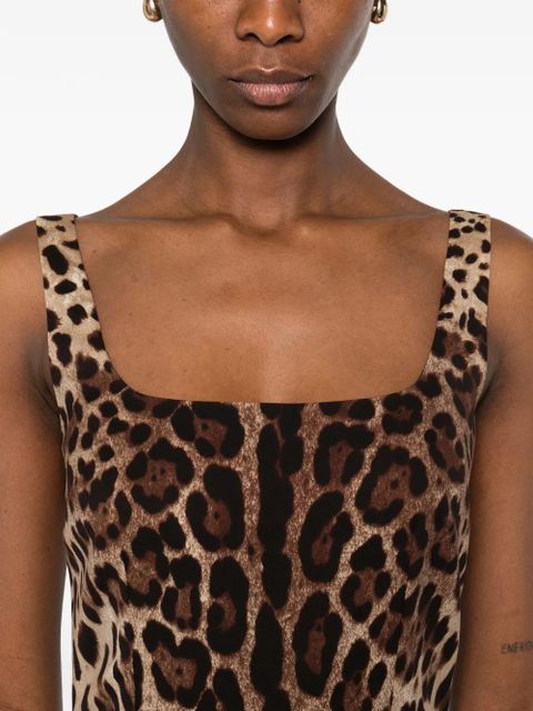 Dolce & Gabbana animal-print sleeveless midi dress - Brown