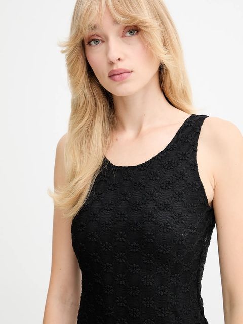 Bardot sukienka kolor czarny midi rozkloszowana 59988DB