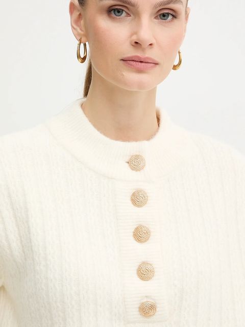 Morgan sweter z dodatkiem wełny damski kolor beżowy MESANGE