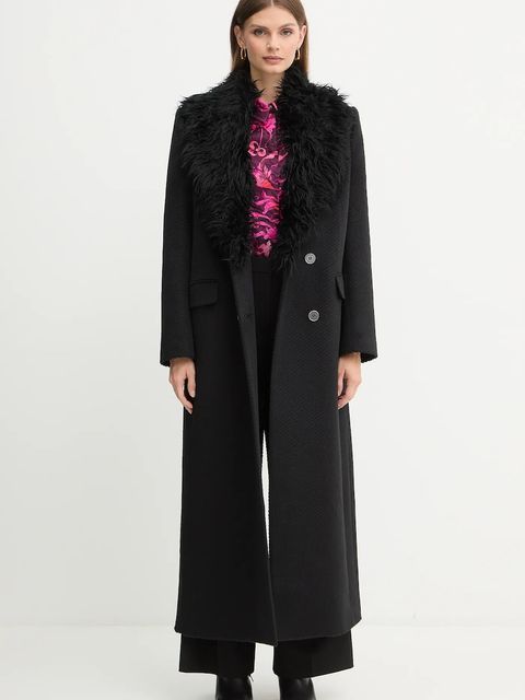 Versace Jeans Couture płaszcz z dodatkiem wełny kolor czarny 79HAT418 N0342 - zdjęcie produktu nr 2