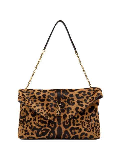 Saint Laurent Cassandre leopard-print chain shoulder bag - Brown - zdjęcie produktu nr 1