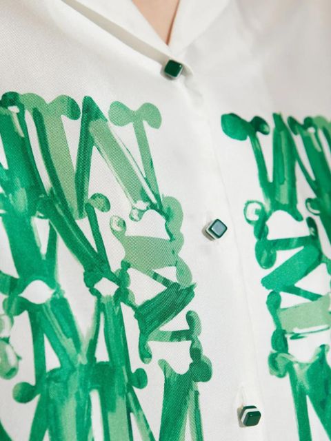 Max Mara monogram-print button-up shirt - White