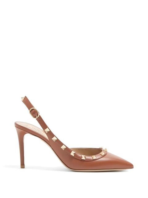 Valentino Garavani Rockstud slingback calfskin pumps 85mm - Brown - zdjęcie produktu nr 1