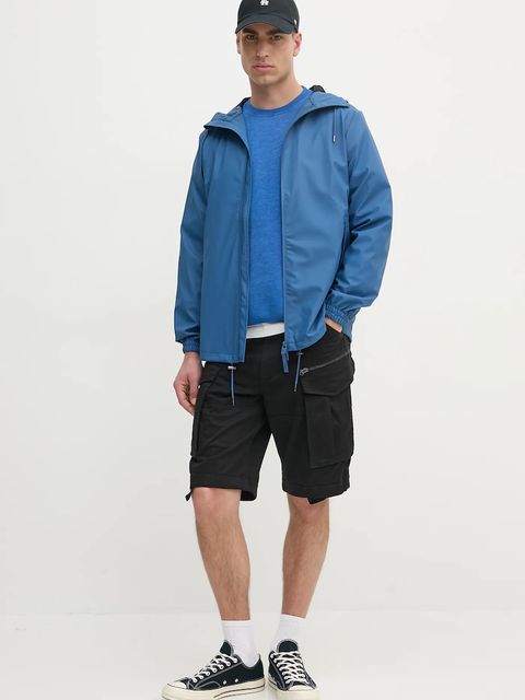 Rains kurtka Storm Breaker W3 kolor niebieski przejściowa oversize 18370