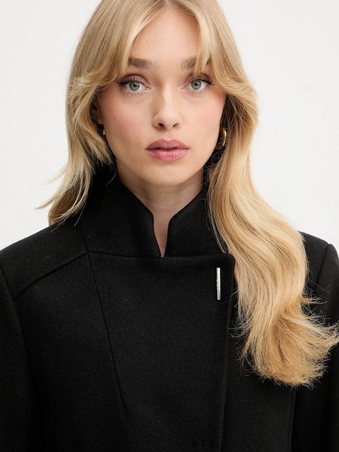 Liu Jo płaszcz z domieszką wełny kolor czarny MF5119 J4873