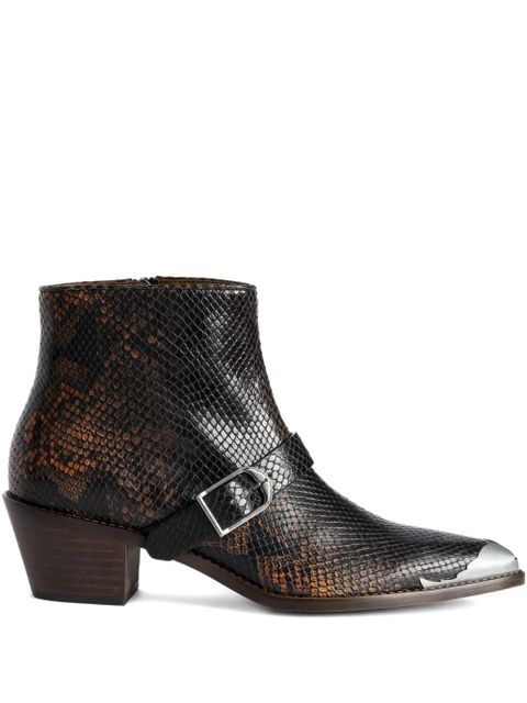 Zadig&Voltaire snakeskin-effect buckle boots - Black - zdjęcie produktu nr 1