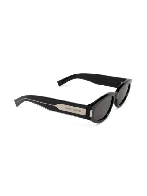 Saint Laurent Eyewear polished oval-frame sunglasses - Black - zdjęcie produktu nr 2