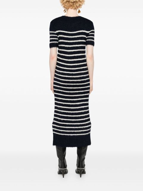 KHAITE stripe-pattern knitted tube dress - Blue