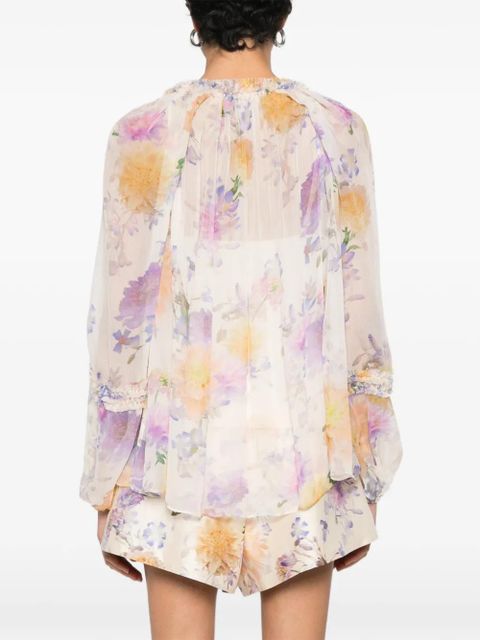 ZIMMERMANN Luna ruffled floral blouse - Neutrals