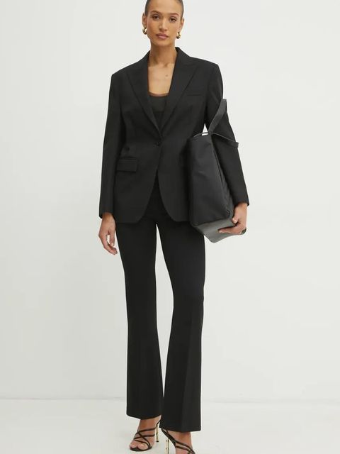 Pinko spodnie damskie kolor czarny dzwony high waist 104690 A213