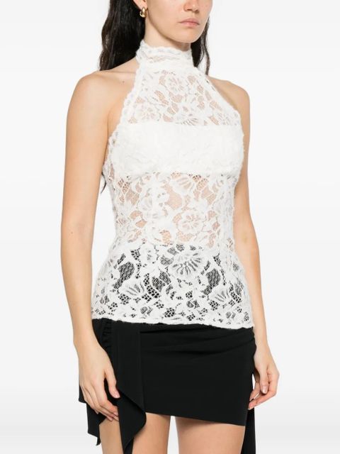 MANURÍ Cherie lace high-neck top - White