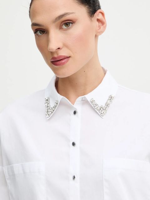 Morgan koszula damska kolor biały relaxed z kołnierzykiem klasycznym CRISTO