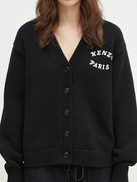 Kenzo kardigan wełniany x Verdy damski kolor czarny ciepły FF52CA4773CX.99J