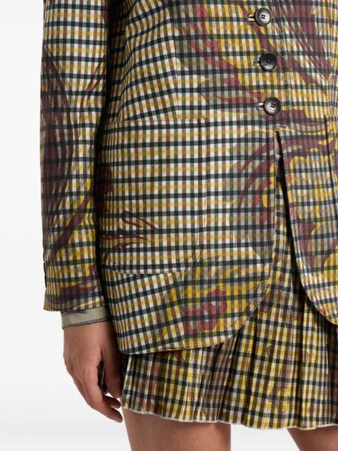 ETRO gingham floral-print jacket - Yellow