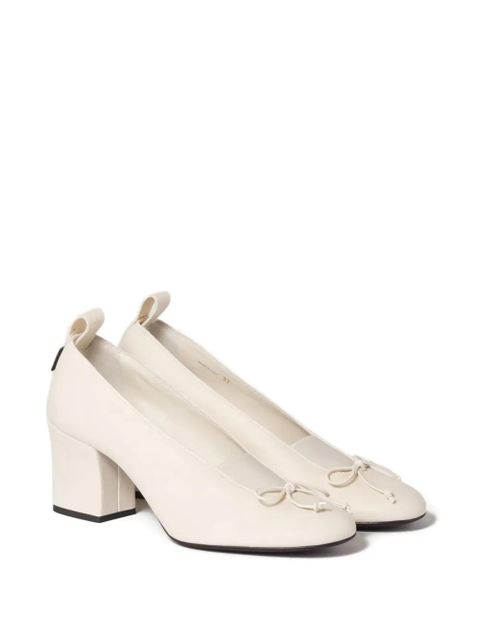 Miu Miu 65mm Élan bow-embellished block-heel pumps - Neutrals