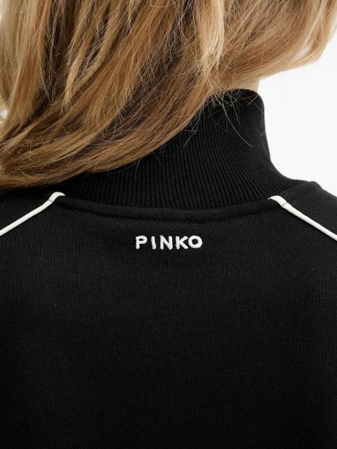 PINKO logo-embroidered sweat jacket - Black