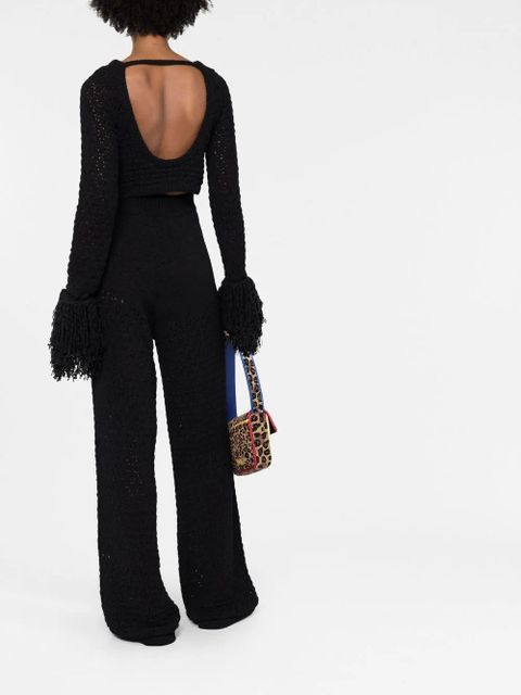 ROTATE BIRGER CHRISTENSEN open-back fringed crop top - Black