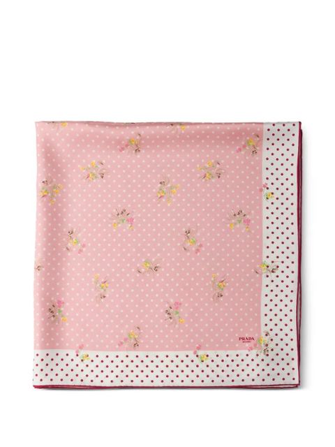 Prada printed silk twill scarf 90 - Pink - zdjęcie produktu nr 2