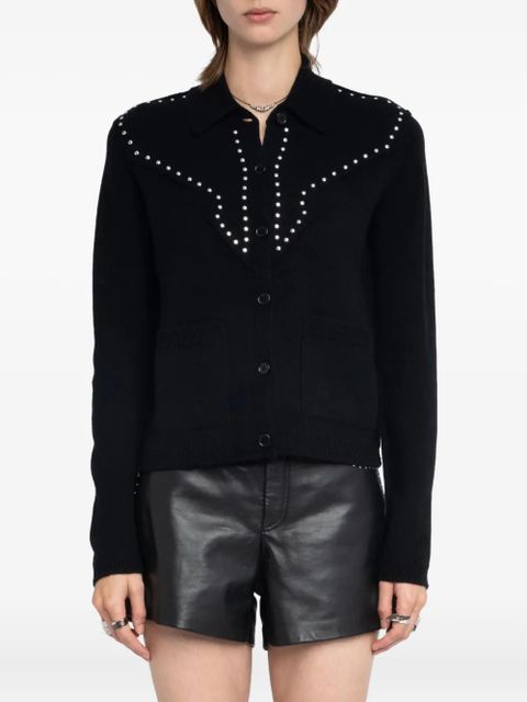 Zadig&Voltaire stud-embellished crew-neck cardigan - Black