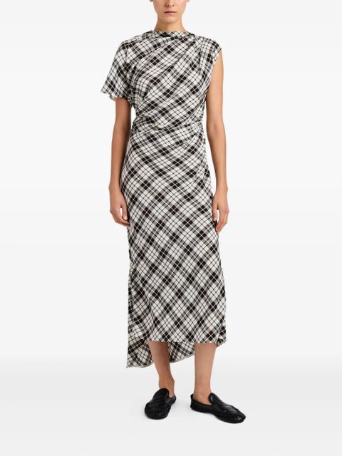 Proenza Schouler Hallie asymmetric-neckline plaid dress - Black - zdjęcie produktu nr 2